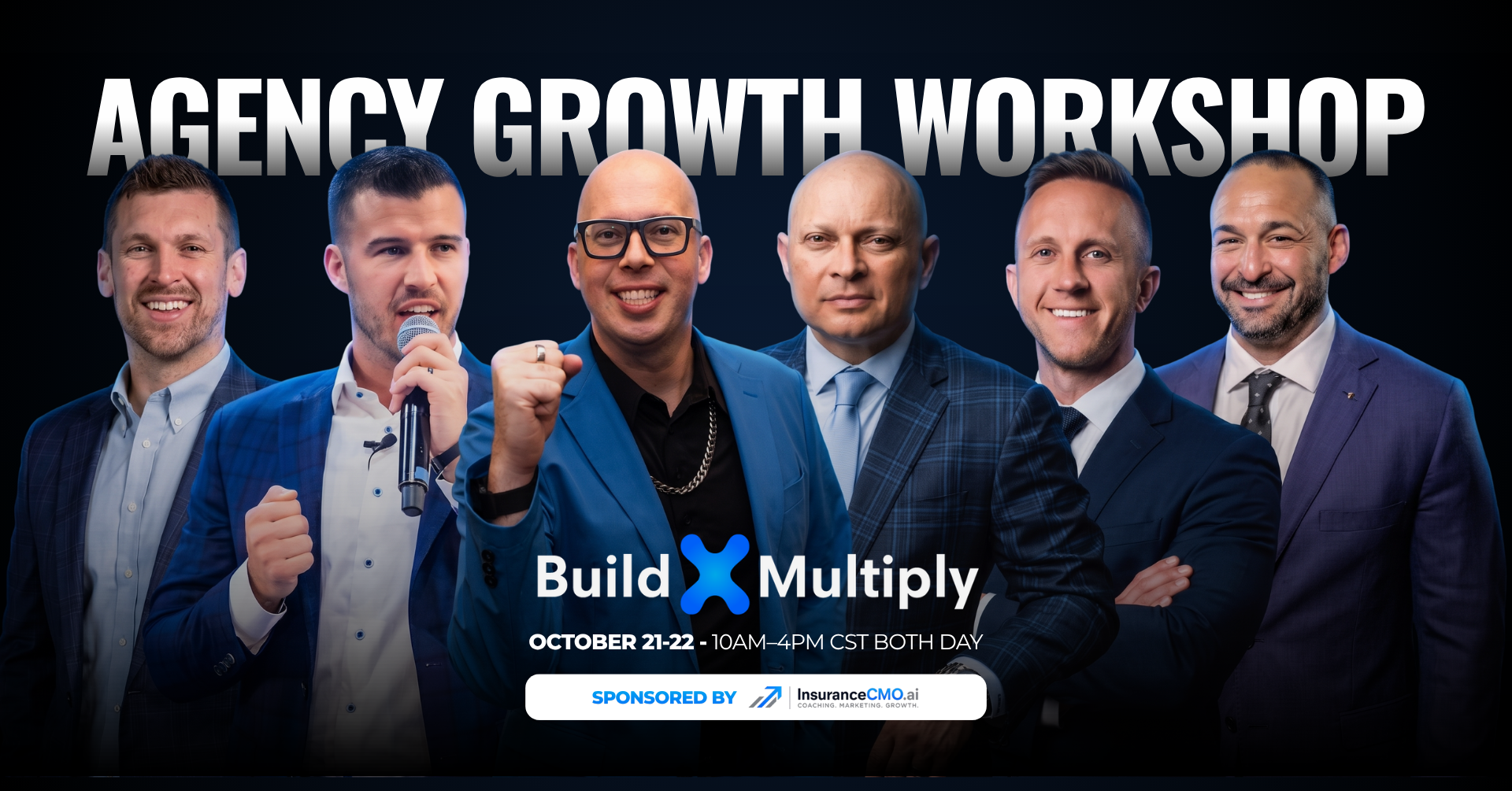 Build & Multiply — October 21–22, 10am–4pm CST, 100% virtual workshop for insurance agency owners